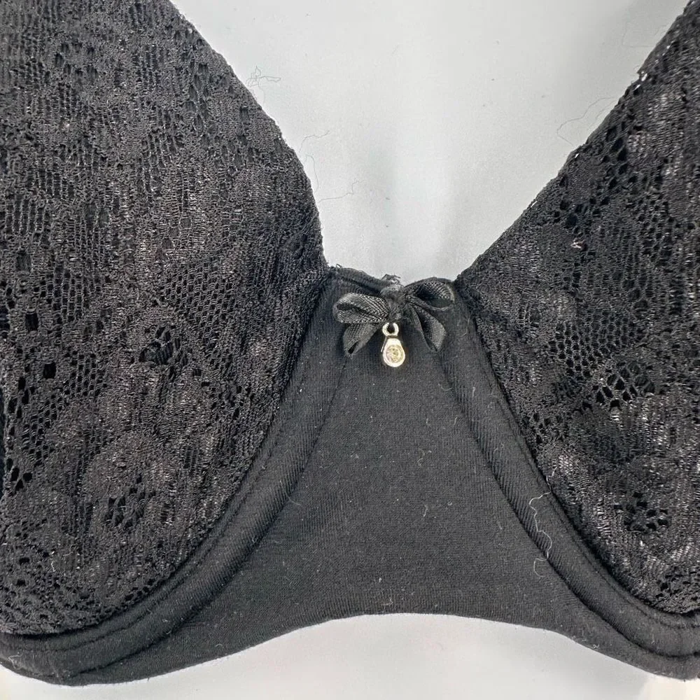 Soma Embraceable Full Coverage Lace Trim‎ Underwire Black Bra - Size 36DD
